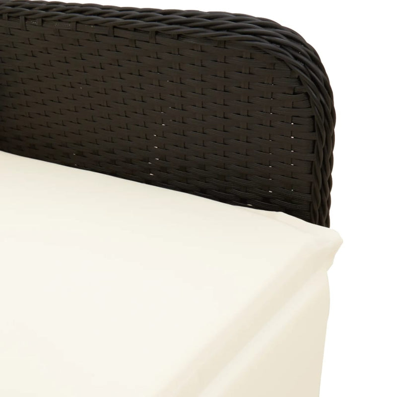 vidaXL Reclining Garden Chairs 2 pcs with Table Black Poly Rattan