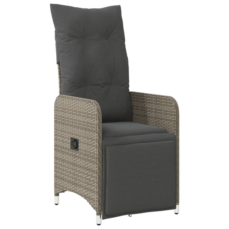 vidaXL Reclining Garden Chairs 2 pcs with Table Grey Poly Rattan