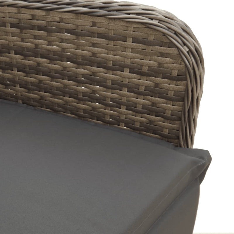 vidaXL Reclining Garden Chairs 2 pcs with Table Grey Poly Rattan