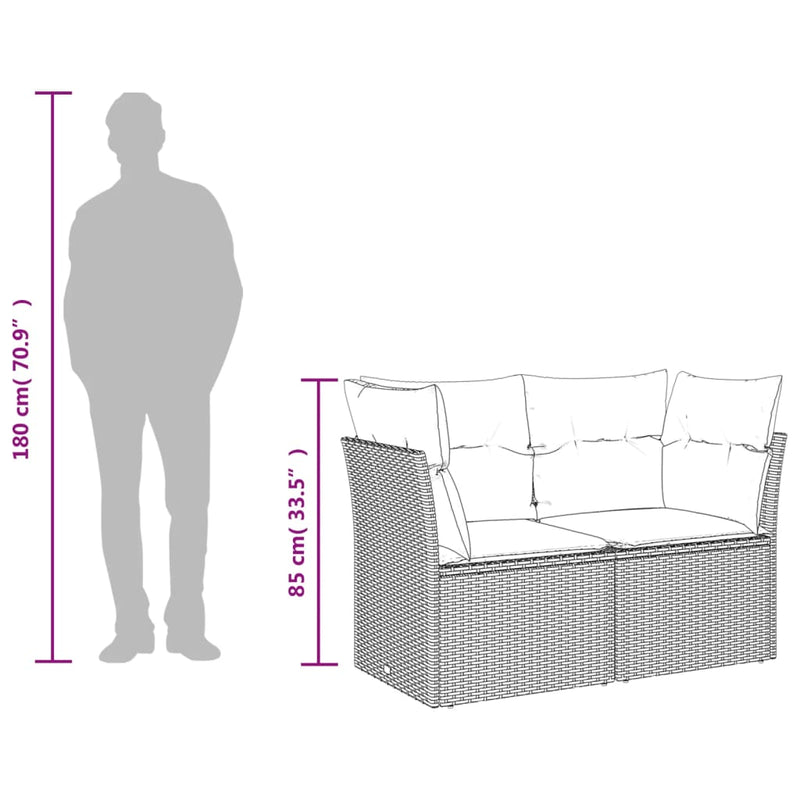 vidaXL Garden Sofa with Cushions 2-Seater Black Poly Rattan