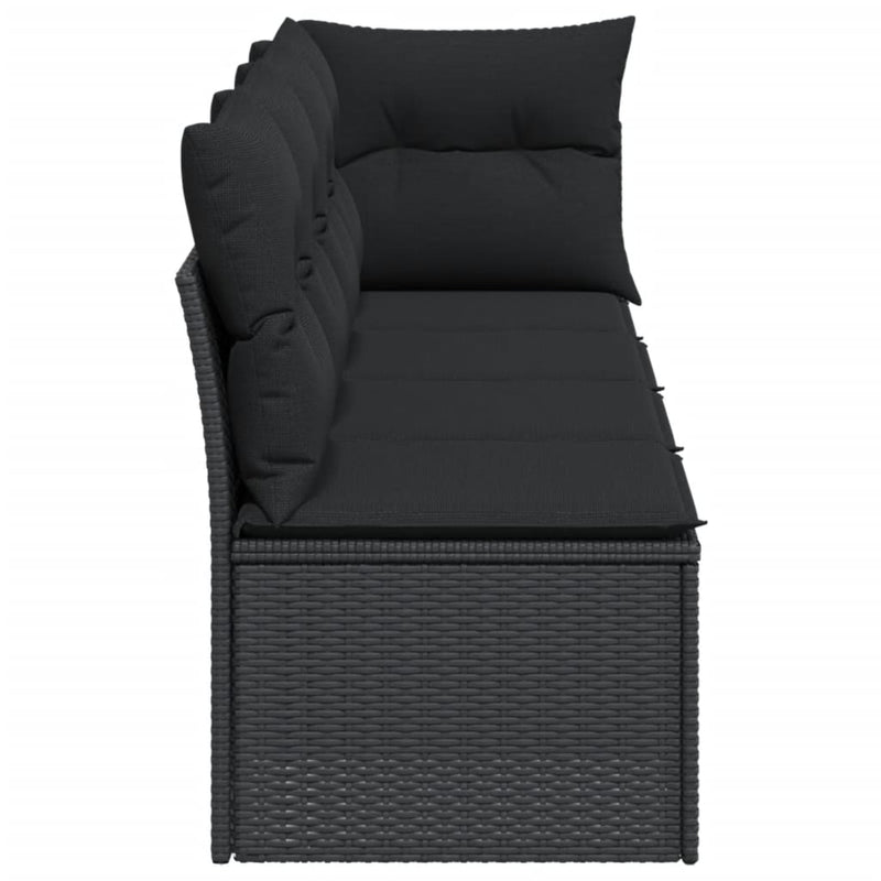 Garden Sofa with Cushions 4-Seater Black Poly Rattan