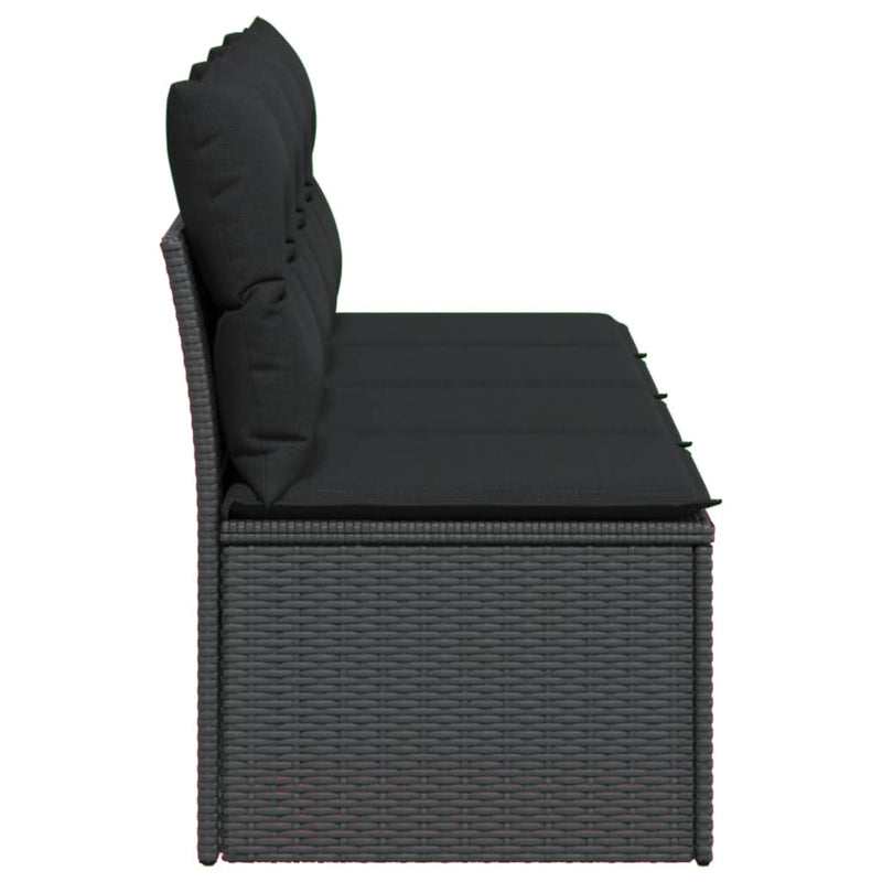 vidaXL Garden Sofa with Cushions 4-Seater Black Poly Rattan