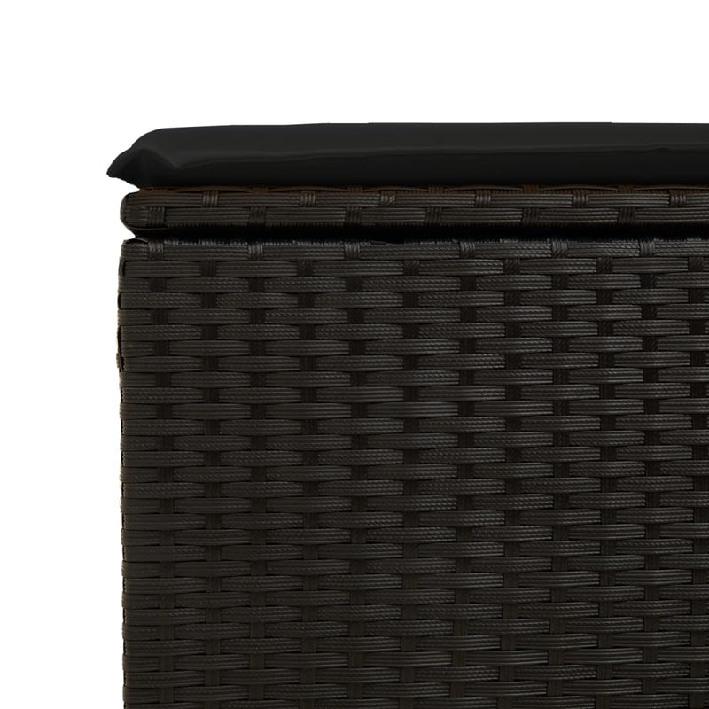 vidaXL Garden Stool with Cushion Black 55x55x37 cm Poly Rattan