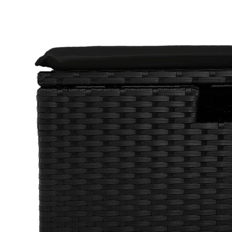 vidaXL Garden Stool with Cushion Black 55x55x37 cm Poly Rattan