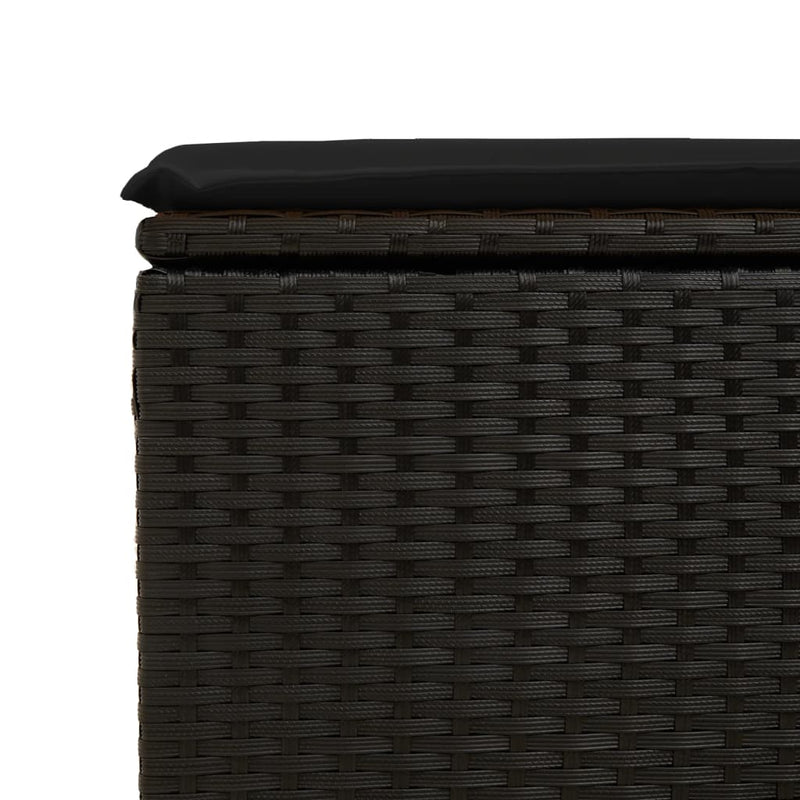 vidaXL Garden Stool with Cushion Black 55x55x37 cm Poly Rattan