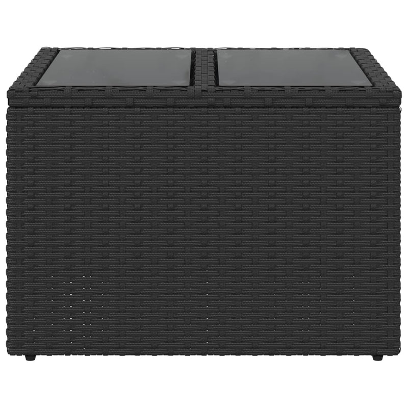 vidaXL Garden Table with Glass Top Black 55x55x37 cm Poly Rattan