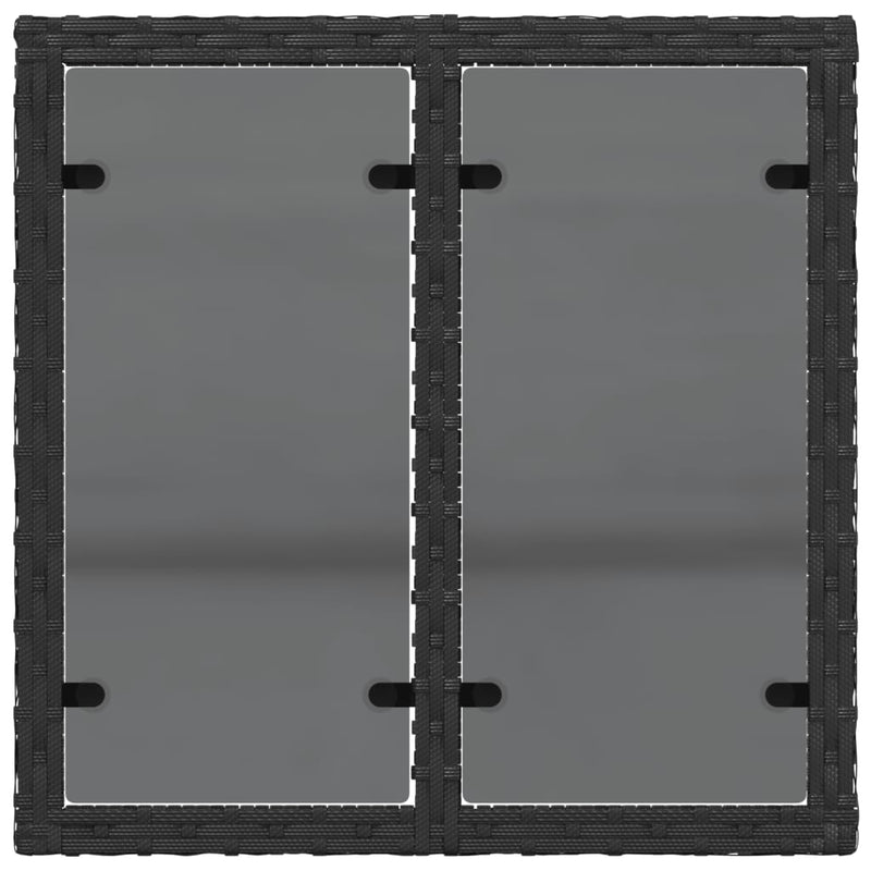 vidaXL Garden Table with Glass Top Black 55x55x37 cm Poly Rattan