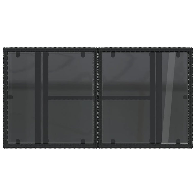 vidaXL Garden Table with Glass Top Black 100x55x73 cm Poly Rattan