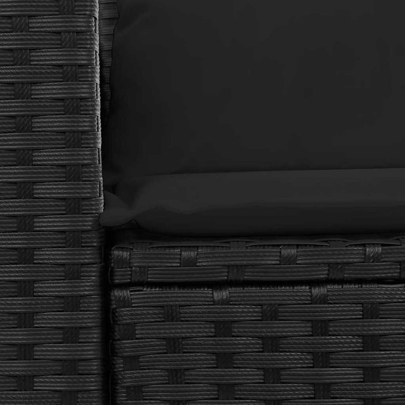 vidaXL Garden Sofa with Cushions 2-Seater Black Poly Rattan