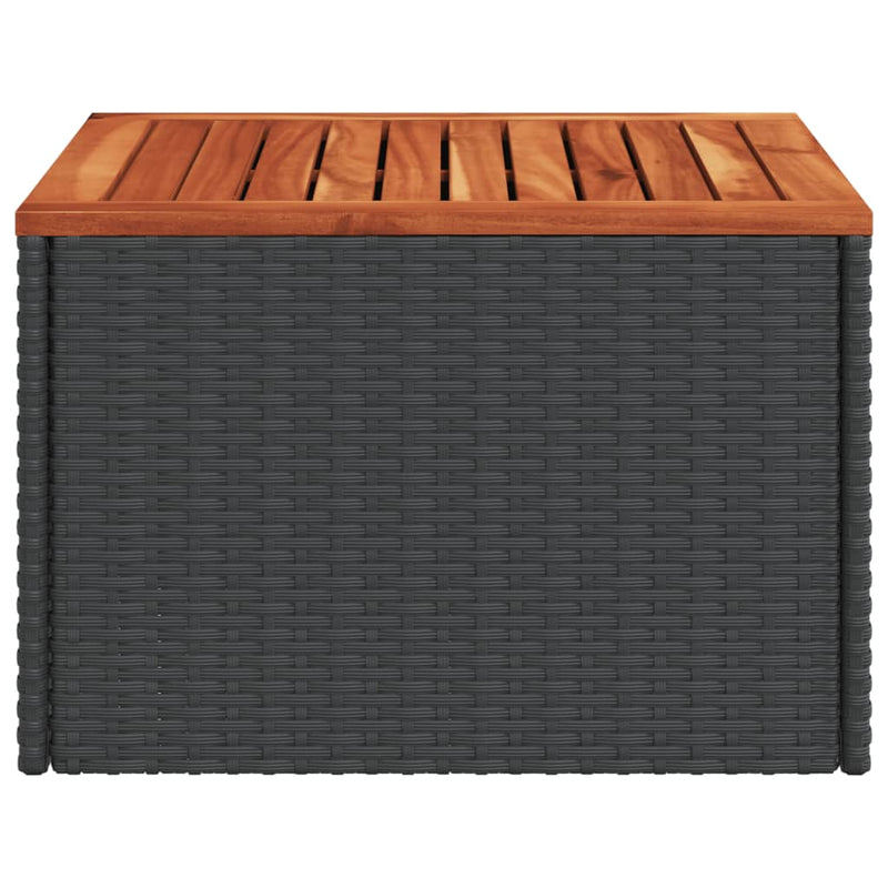 vidaXL Garden Table Black 55x55x37 cm Poly Rattan and Acacia Wood