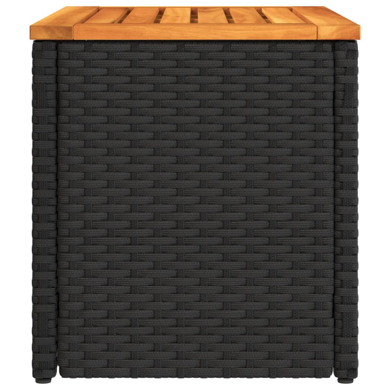 vidaXL Garden Side Tables 2 pcs Black 55x34x37cm Poly Rattan Solid Wood