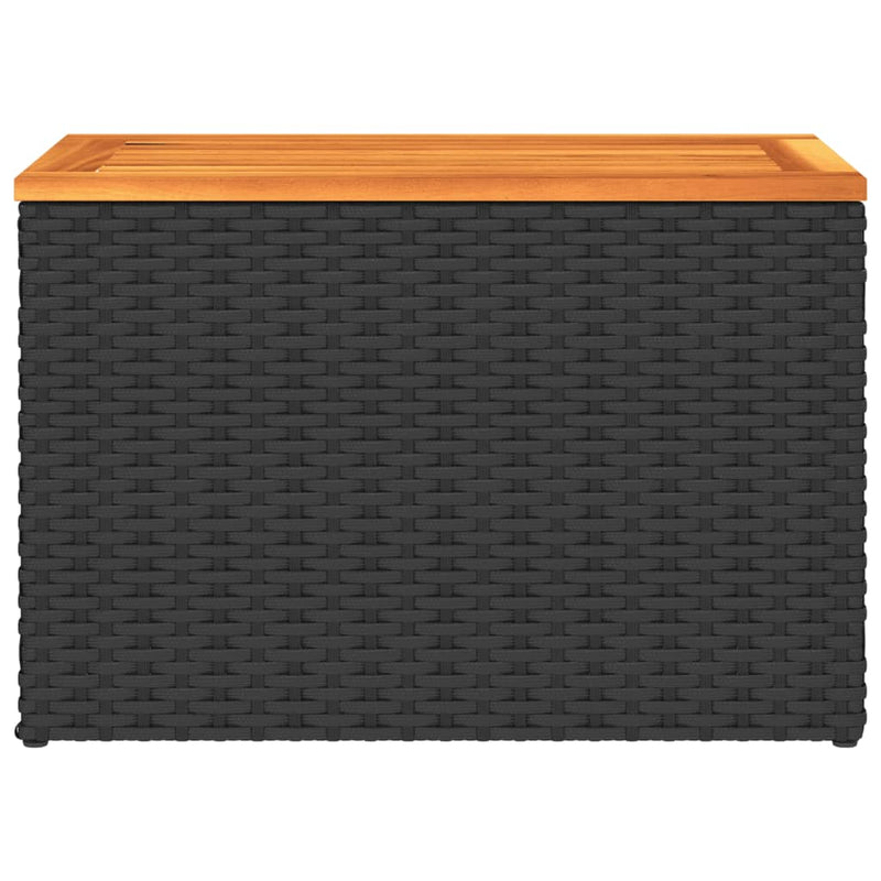 vidaXL Garden Side Tables 2 pcs Black 55x34x37cm Poly Rattan Solid Wood
