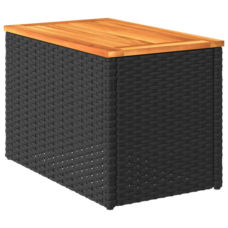 vidaXL Garden Side Tables 2 pcs Black 55x34x37cm Poly Rattan Solid Wood