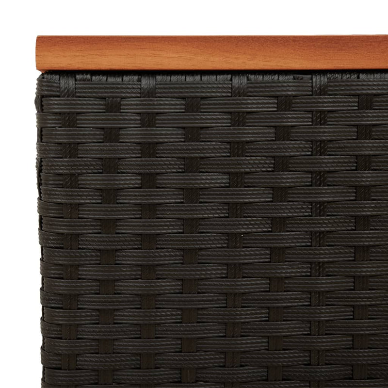 vidaXL Garden Side Tables 2 pcs Black 55x34x37cm Poly Rattan Solid Wood