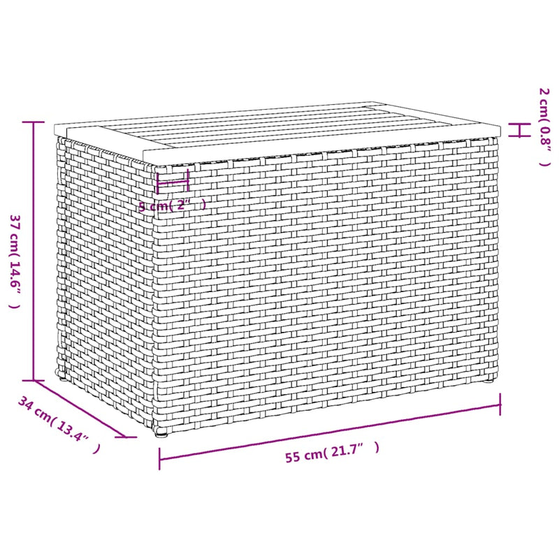 vidaXL Garden Side Tables 2 pcs Black 55x34x37cm Poly Rattan Solid Wood