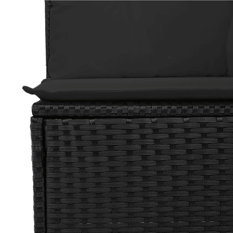 vidaXL Garden Sofa with Cushions 3-Seater Black Poly Rattan