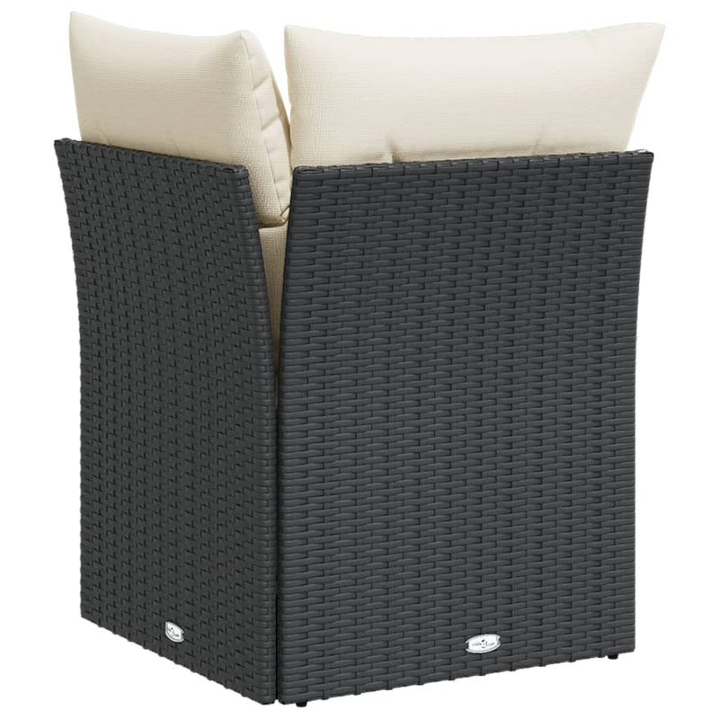 vidaXL Garden Sofa Corner with Cushions Black Poly Rattan