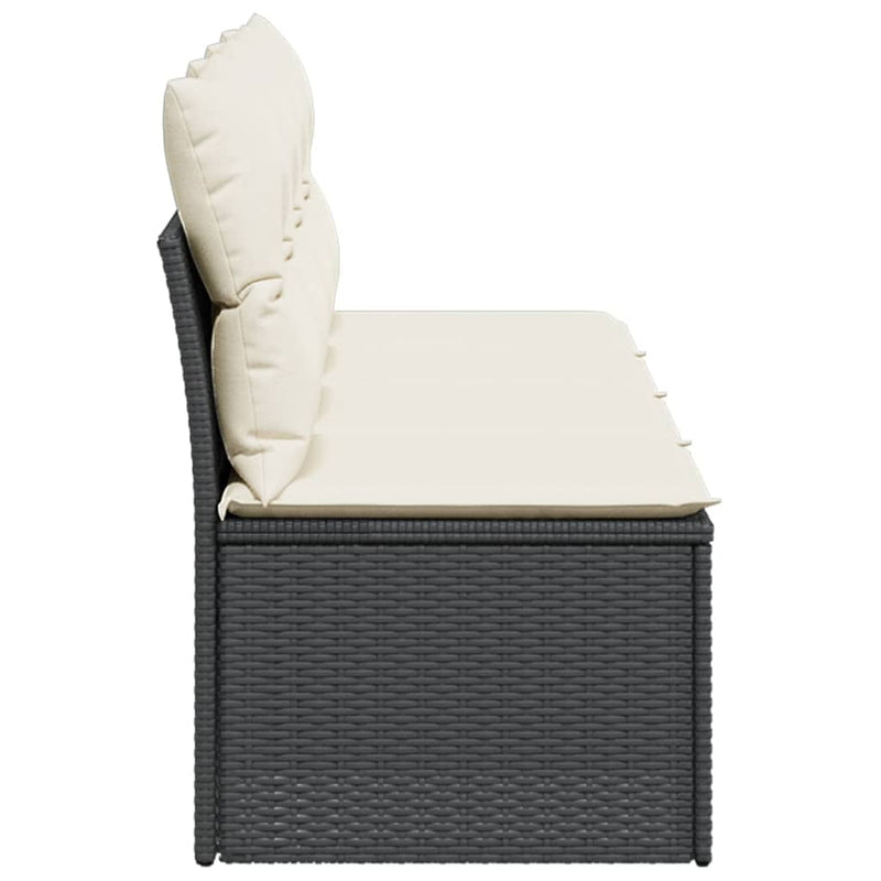 vidaXL Garden Sofa with Cushions 4-Seater Black Poly Rattan