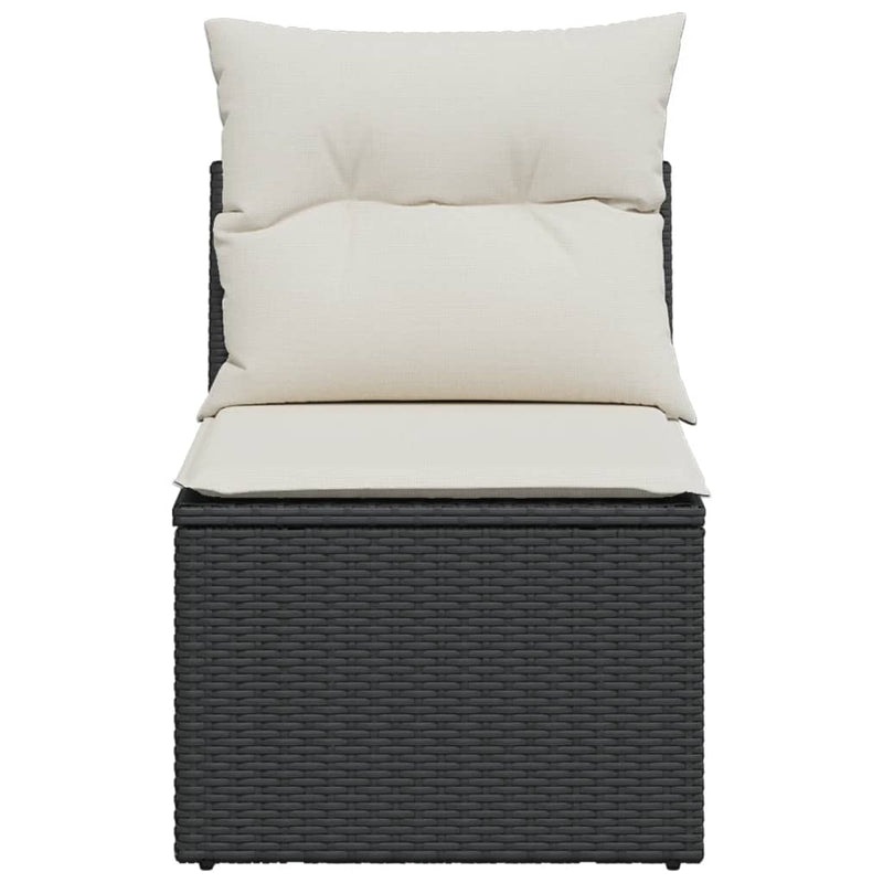 vidaXL Garden Chair Armless with Cushions Black Poly Rattan