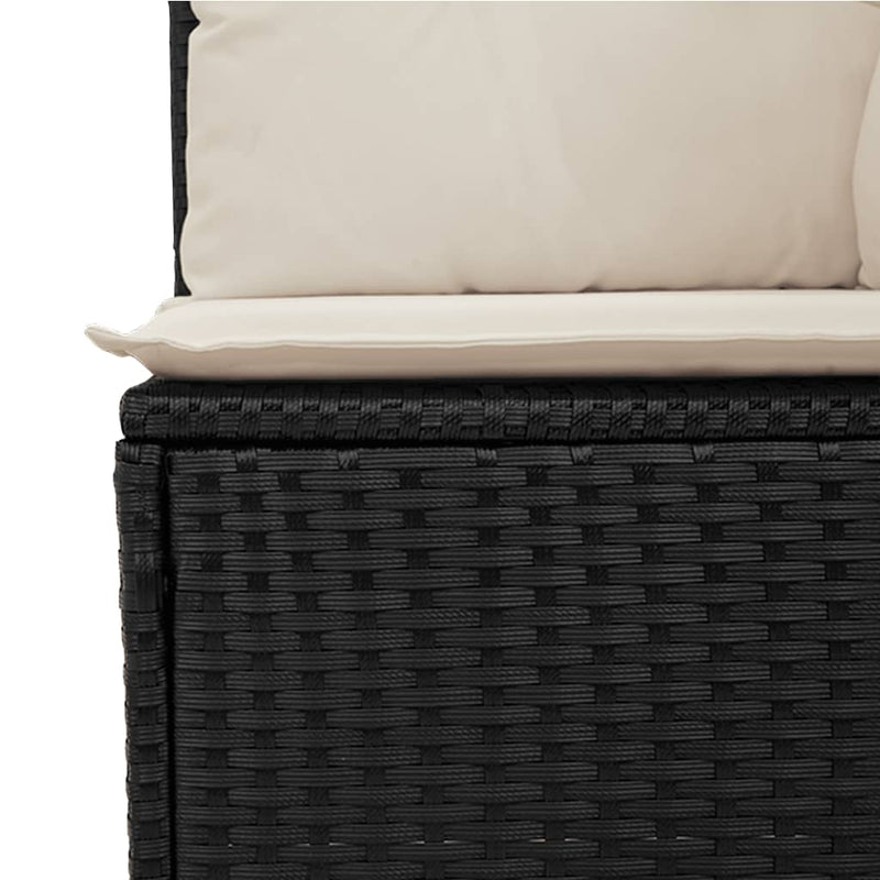 vidaXL Garden Chair Armless with Cushions Black Poly Rattan