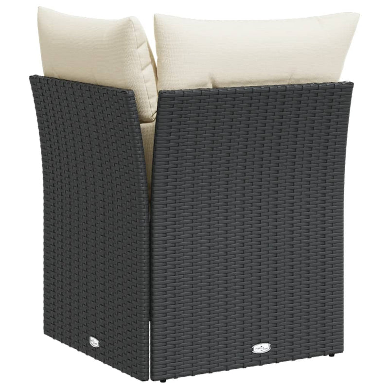vidaXL Garden Sofa Corner with Cushions Black Poly Rattan