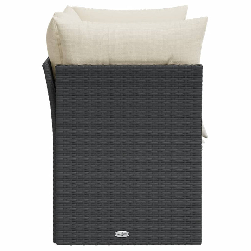 vidaXL Garden Sofa with Cushions 2-Seater Black Poly Rattan