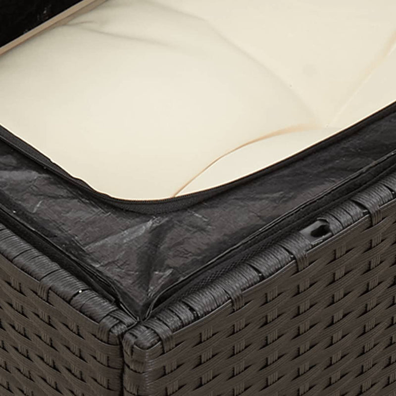 vidaXL Garden Sofa with Cushions 3-Seater Black Poly Rattan