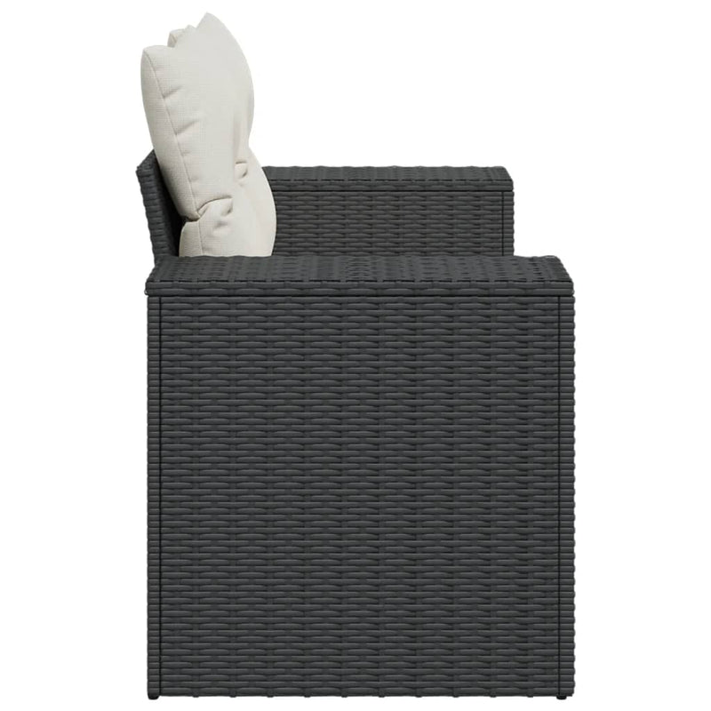 vidaXL Garden Sofa with Cushions 2-Seater Black Poly Rattan