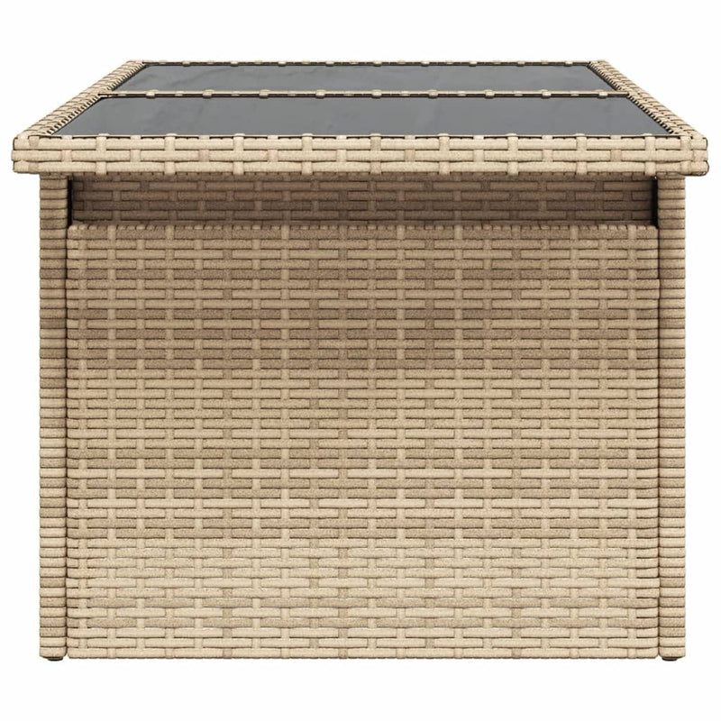vidaXL Garden Table with Glass Top Beige 100x55x73 cm Poly Rattan