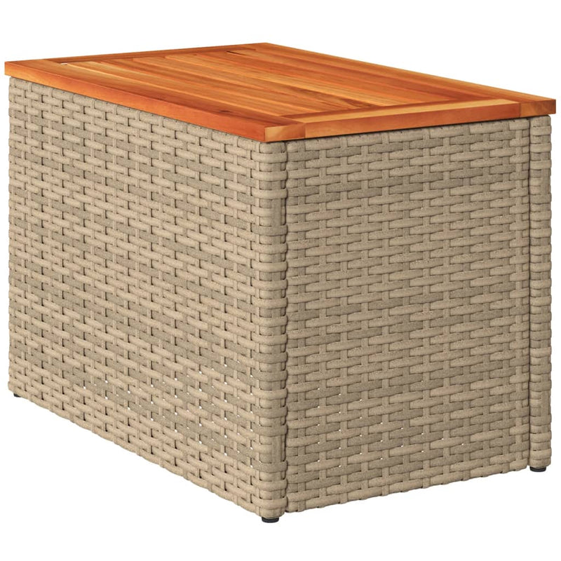 vidaXL Garden Side Tables 2 pcs Beige 55x34x37cm Poly Rattan Solid Wood