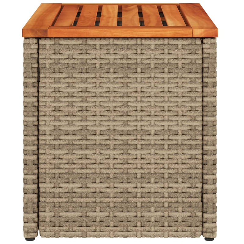 vidaXL Garden Side Tables 2 pcs Beige 55x34x37cm Poly Rattan Solid Wood
