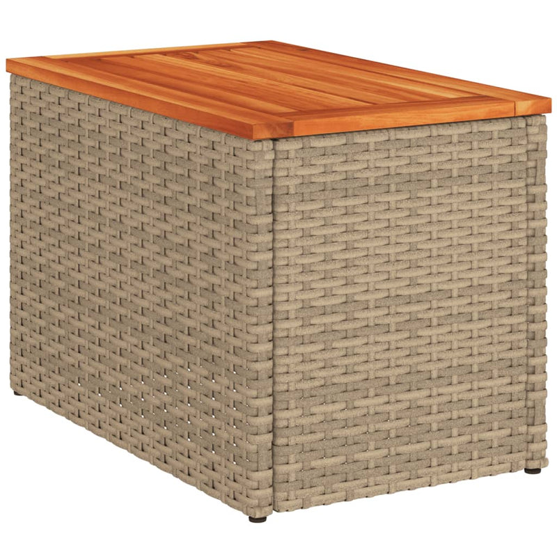 vidaXL Garden Side Tables 2 pcs Beige 55x34x37cm Poly Rattan Solid Wood