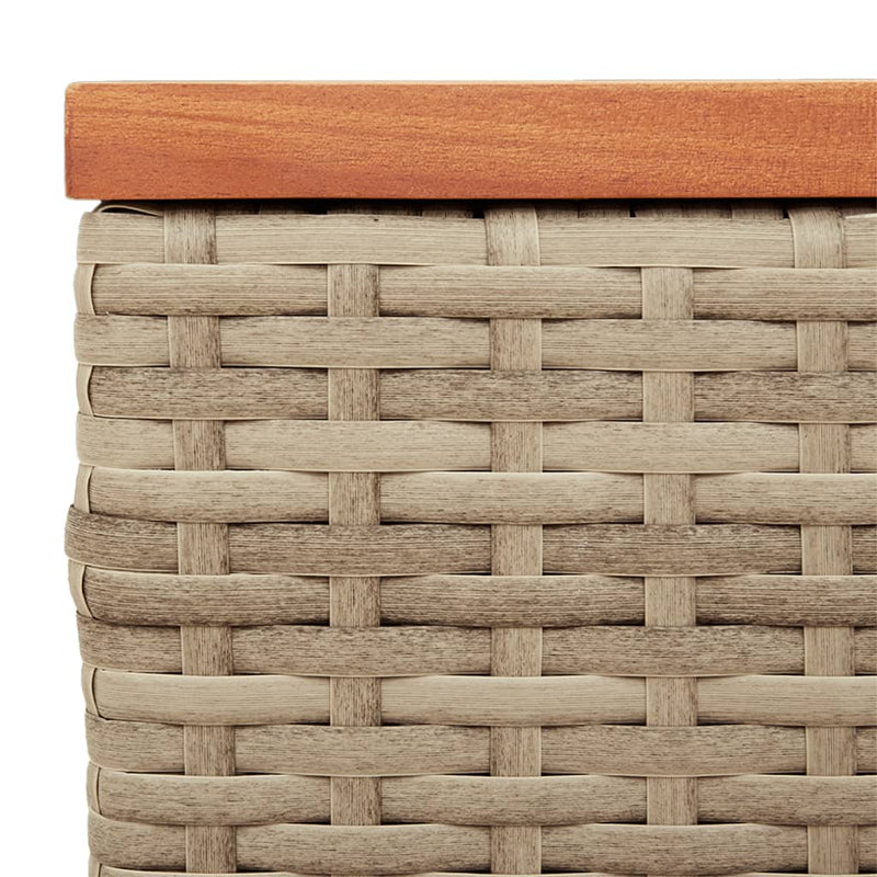 vidaXL Garden Side Tables 2 pcs Beige 55x34x37cm Poly Rattan Solid Wood