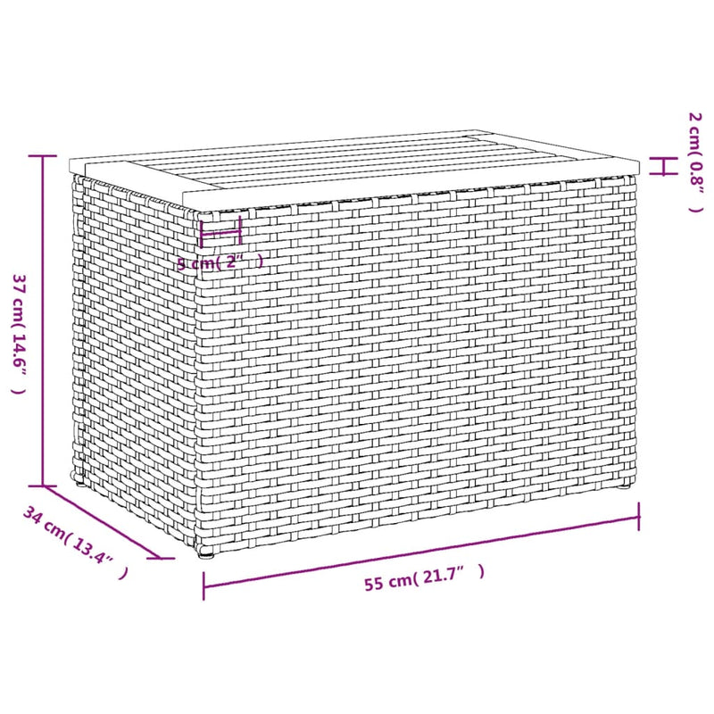 vidaXL Garden Side Tables 2 pcs Beige 55x34x37cm Poly Rattan Solid Wood