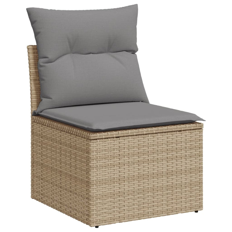 Garden Sofa Armless with Cushions Beige Poly Rattan