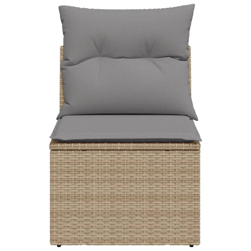 vidaXL Garden Sofa Armless with Cushions Beige Poly Rattan