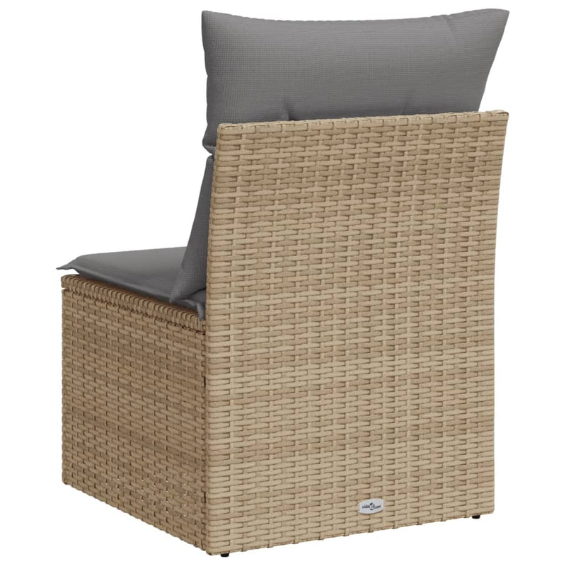 vidaXL Garden Sofa Armless with Cushions Beige Poly Rattan