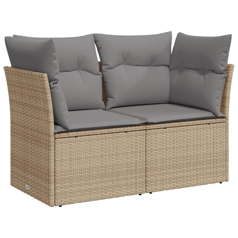 vidaXL Garden Sofa with Cushions 2-Seater Beige Poly Rattan