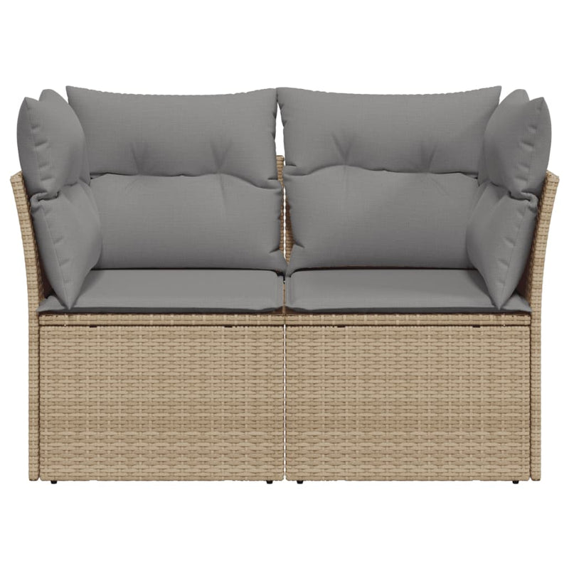 vidaXL Garden Sofa with Cushions 2-Seater Beige Poly Rattan