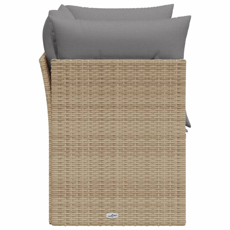 vidaXL Garden Sofa with Cushions 2-Seater Beige Poly Rattan