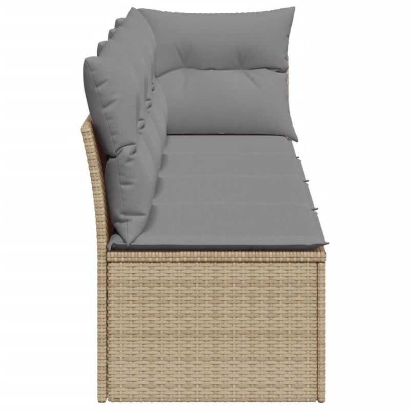 Garden Sofa with Cushions 4-Seater Beige Poly Rattan