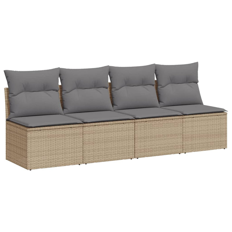 vidaXL Garden Sofa with Cushions 4-Seater Beige Poly Rattan