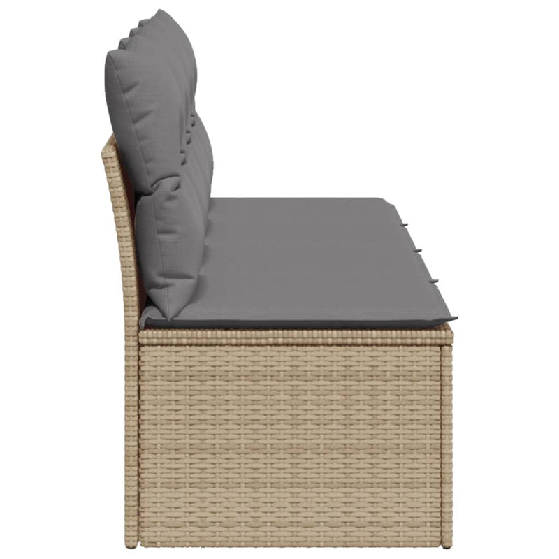 vidaXL Garden Sofa with Cushions 4-Seater Beige Poly Rattan