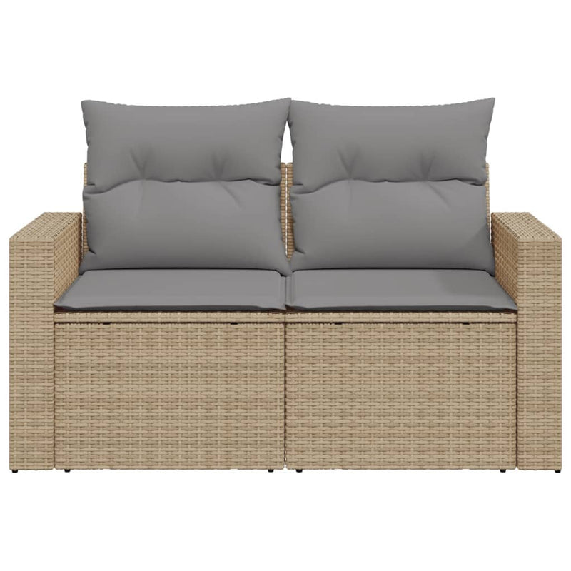 Garden Sofa with Cushions 2-Seater Beige Poly Rattan