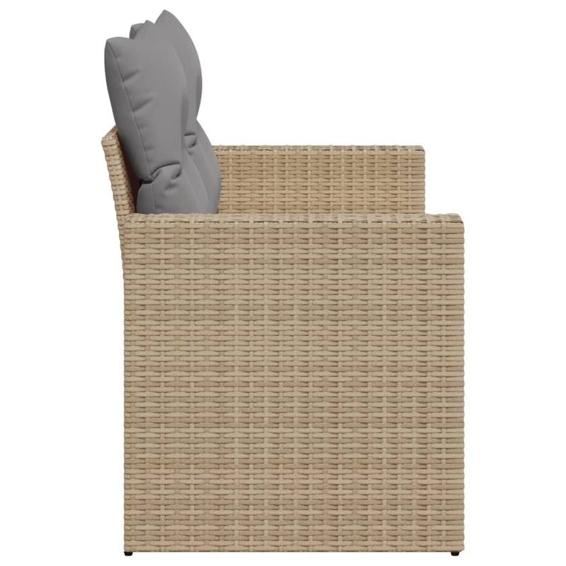 vidaXL Garden Sofa with Cushions 2-Seater Beige Poly Rattan