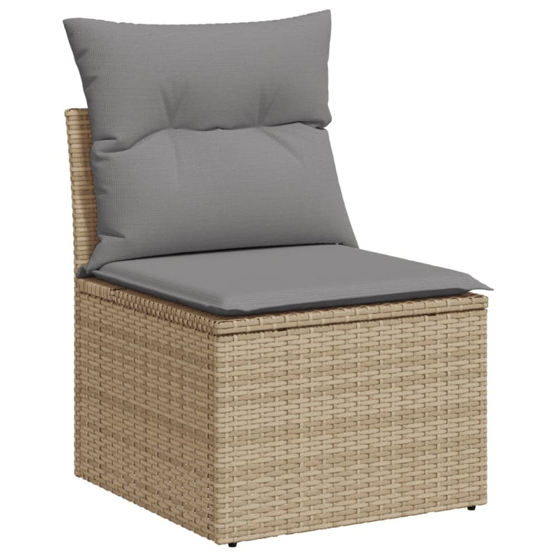 vidaXL Garden Chair Armless with Cushions Beige Poly Rattan