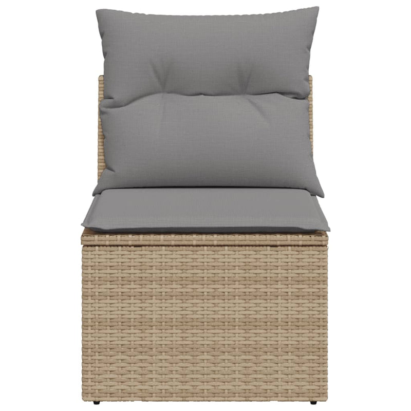 vidaXL Garden Chair Armless with Cushions Beige Poly Rattan