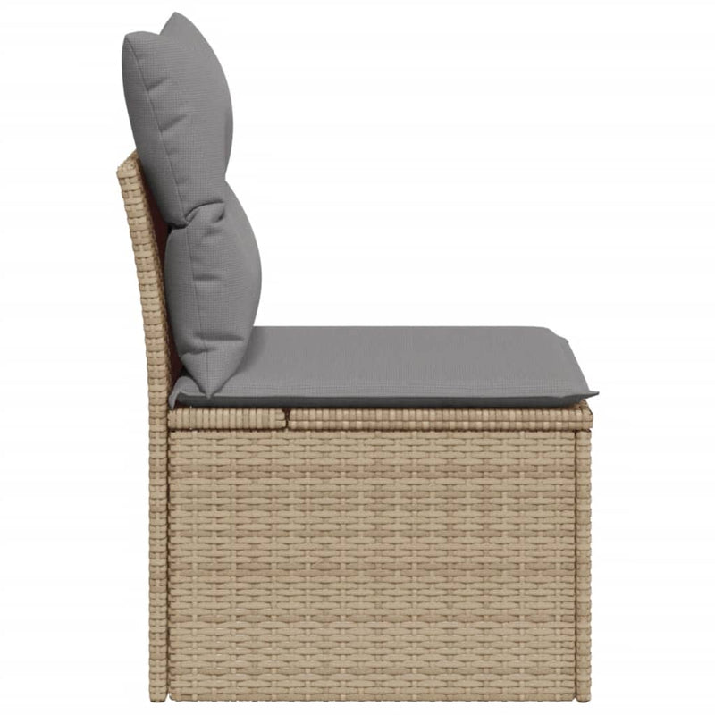 vidaXL Garden Chair Armless with Cushions Beige Poly Rattan