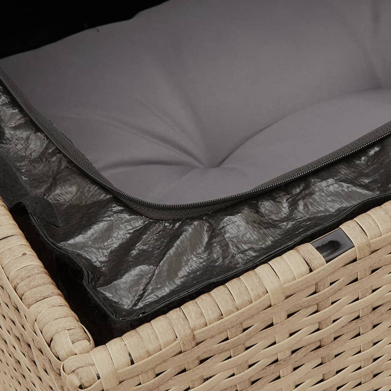 vidaXL Garden Chair Armless with Cushions Beige Poly Rattan