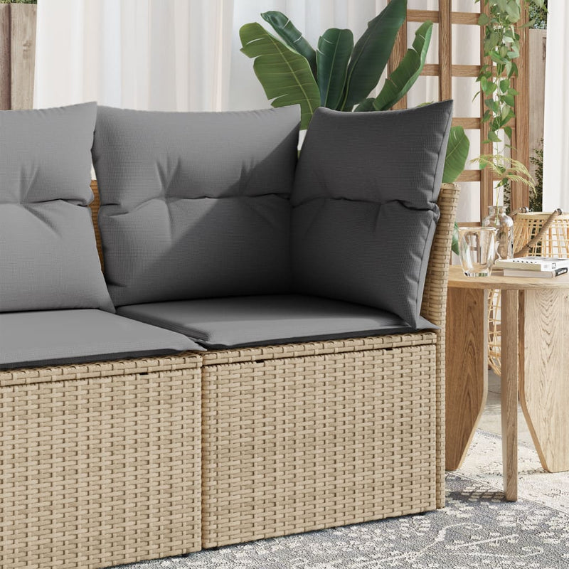 vidaXL Garden Chair Armless with Cushions Beige Poly Rattan